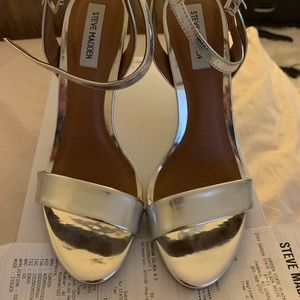 Silver Steve Madden heels. Brand new in box.